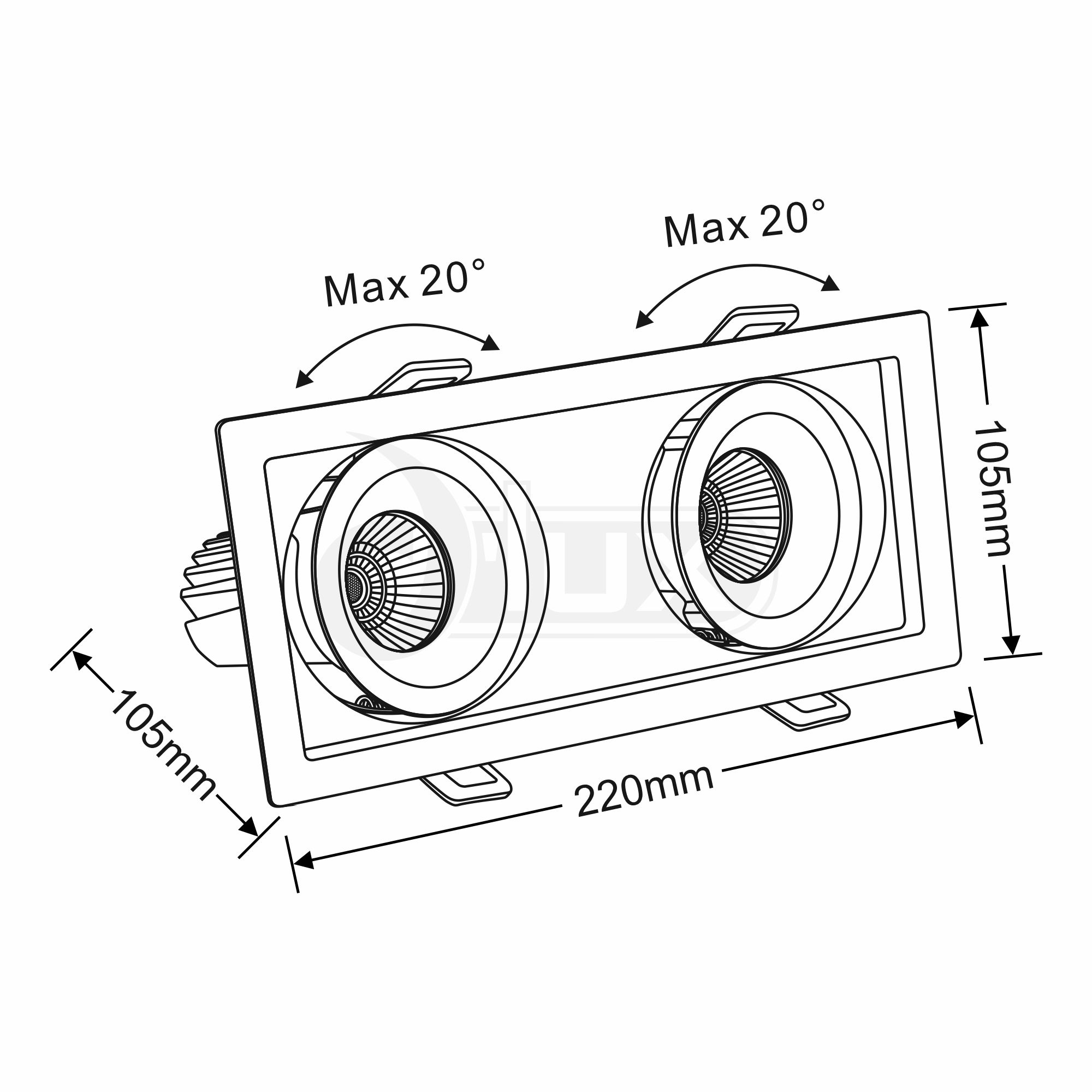 Bezz 12-2 Recessed Ceiling Luminaires Dlux Multi-Head Recess Ceiling